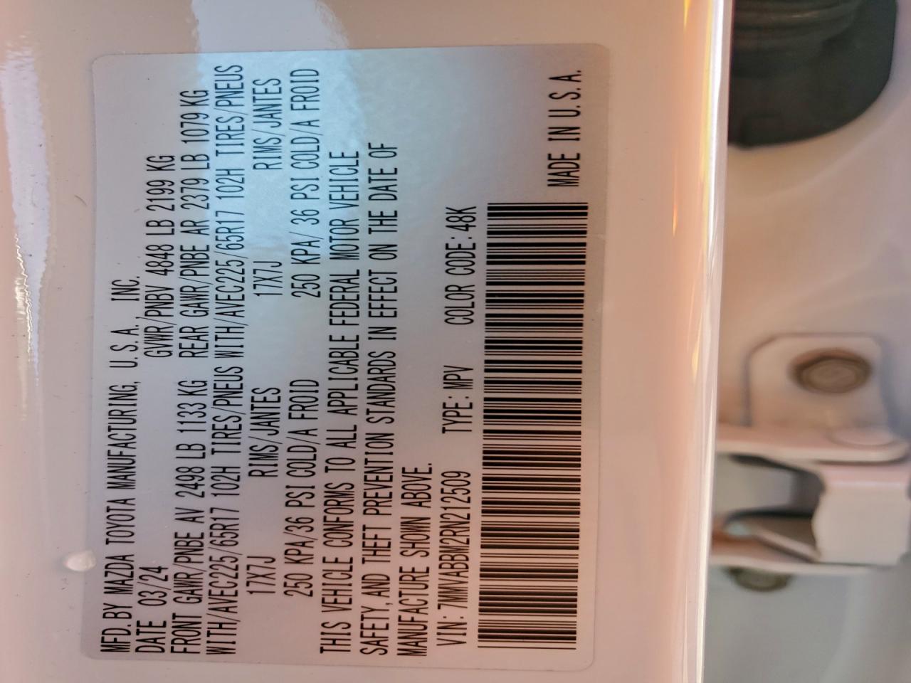 2024 Mazda Cx-50 Preferred VIN: 7MMVABBM2RN212509 Lot: 93525265