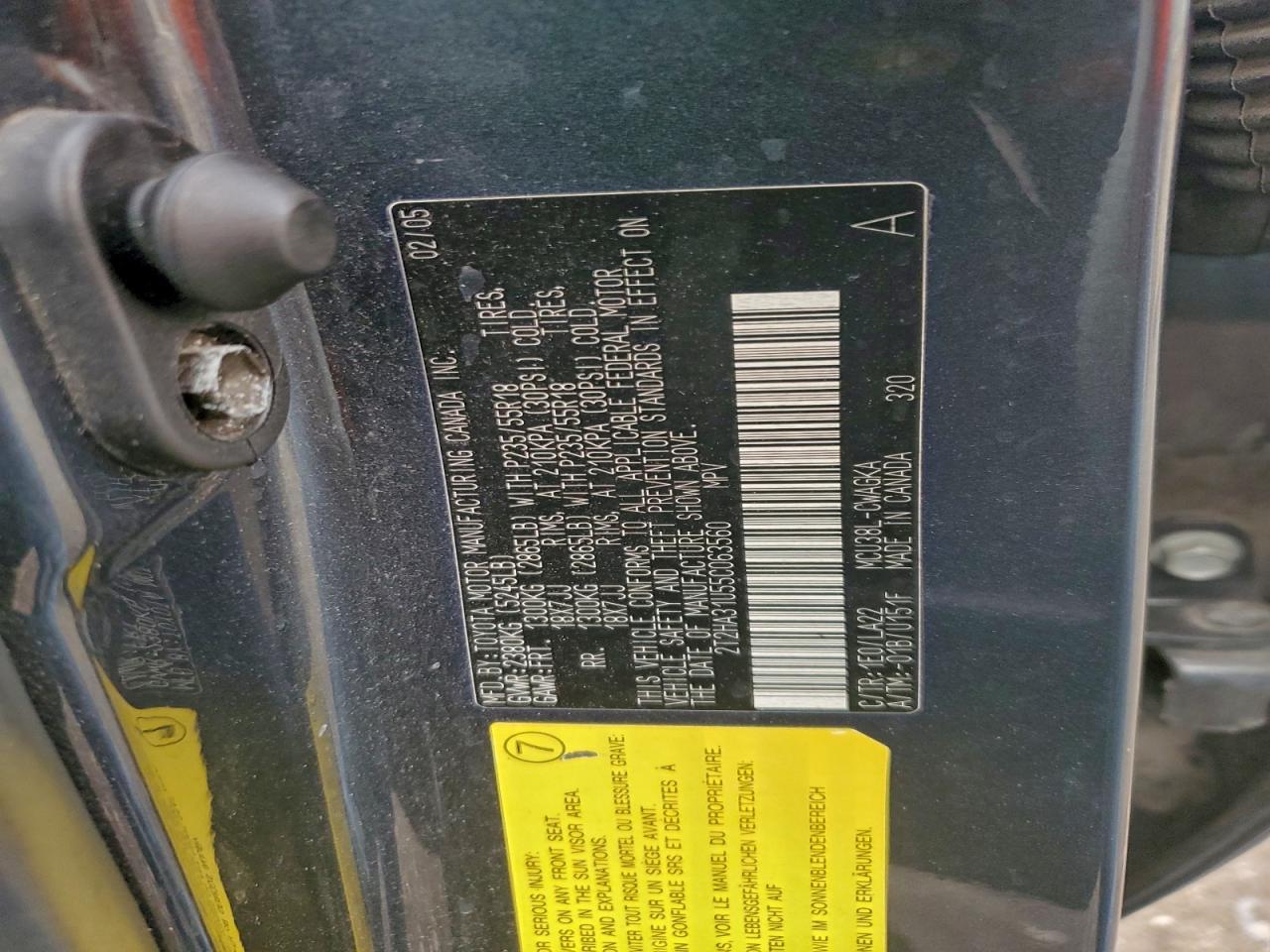 2005 Lexus Rx 330 VIN: 2T2HA31U55C063560 Lot: 94134295