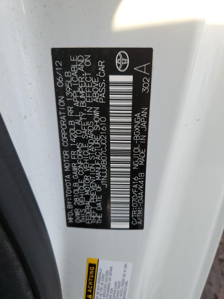 2012 Toyota Scion Iq VIN: JTNJJXB07CJ021610 Lot: 93510255