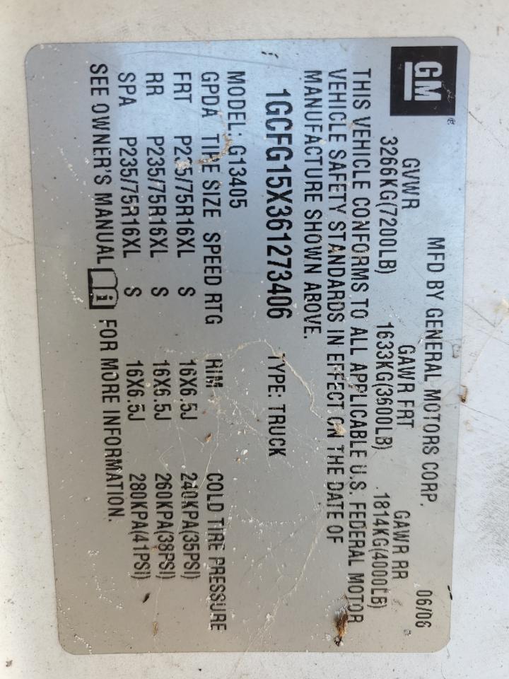 2006 Chevrolet Express G1500 VIN: 1GCFG15X361273406 Lot: 92388495