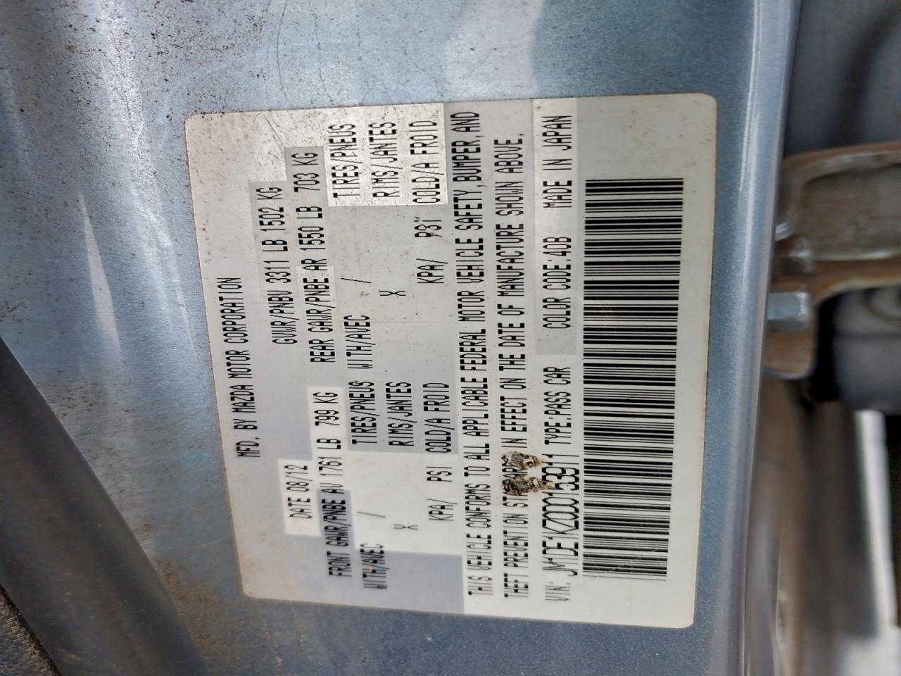 2013 Mazda Mazda2 VIN: JM1DE1KZ0D0153911 Lot: 93713545