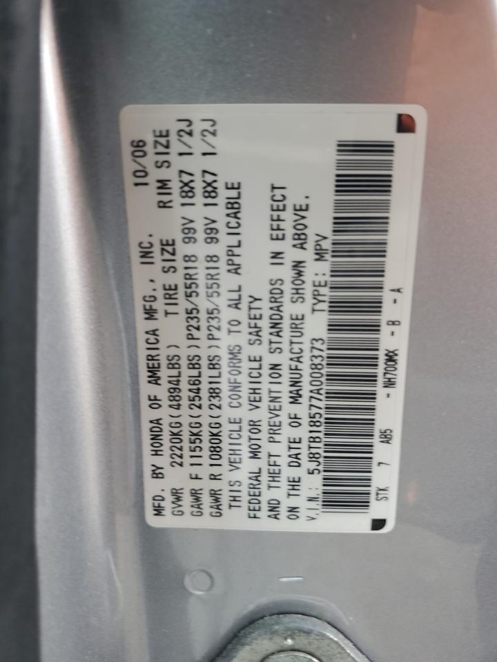 2007 Acura Rdx Technology VIN: 5J8TB18577A008373 Lot: 93231745