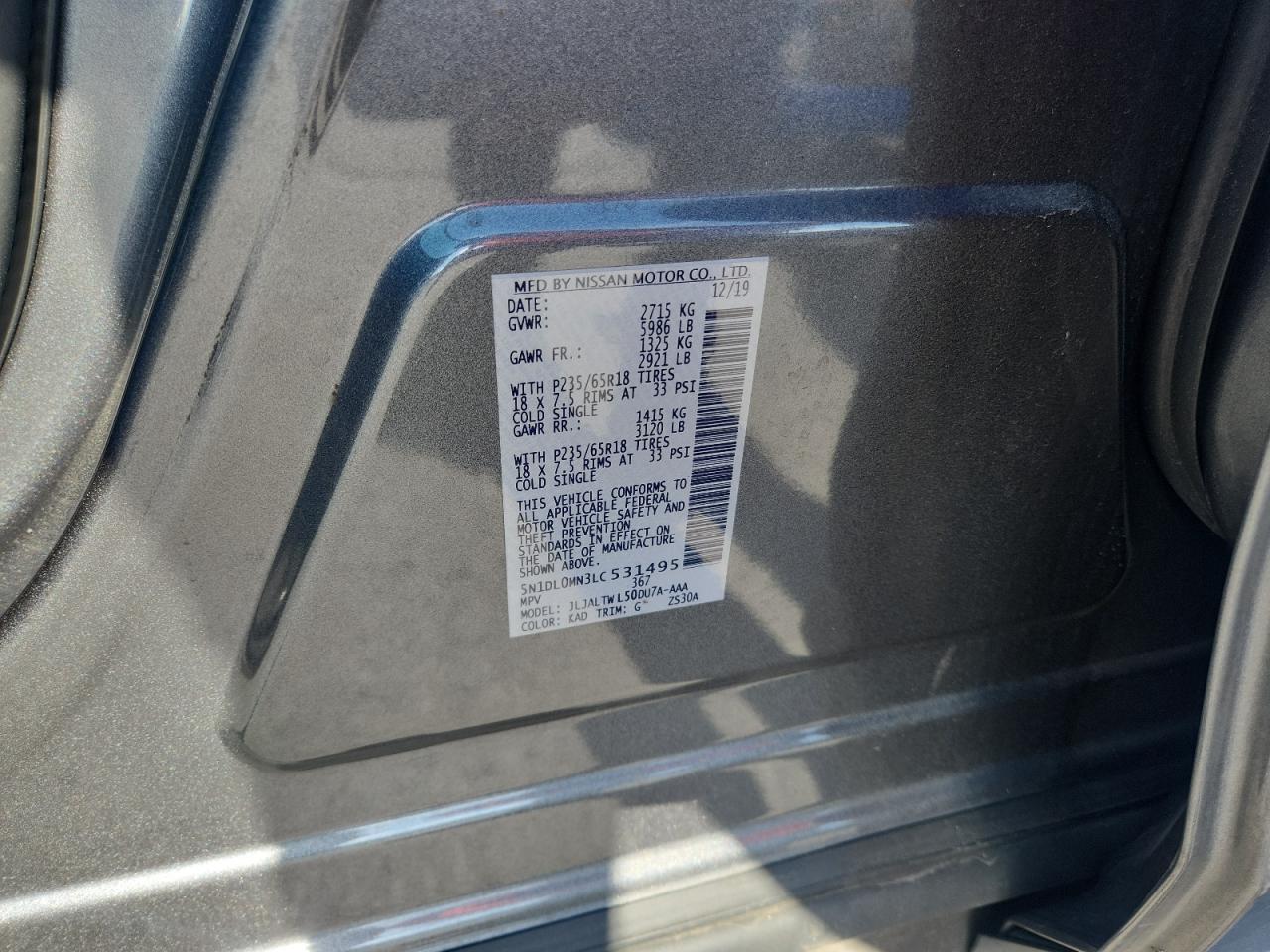 2020 Infiniti Qx60 Luxe VIN: 5N1DL0MN3LC531495 Lot: 93540665