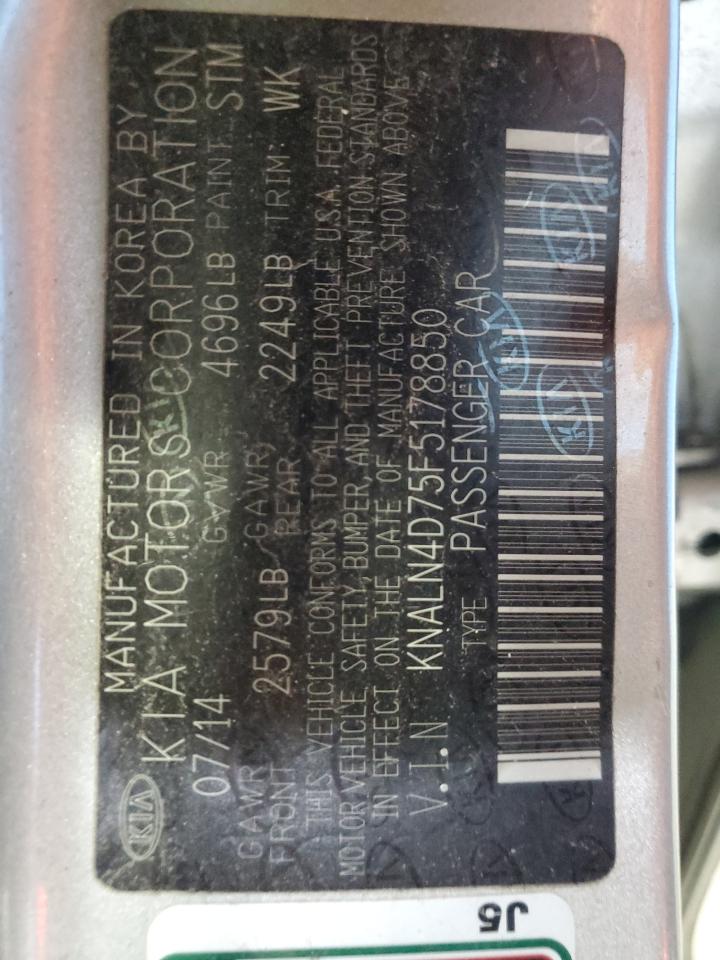 2015 Kia Cadenza Premium VIN: KNALN4D75F5178850 Lot: 90829305