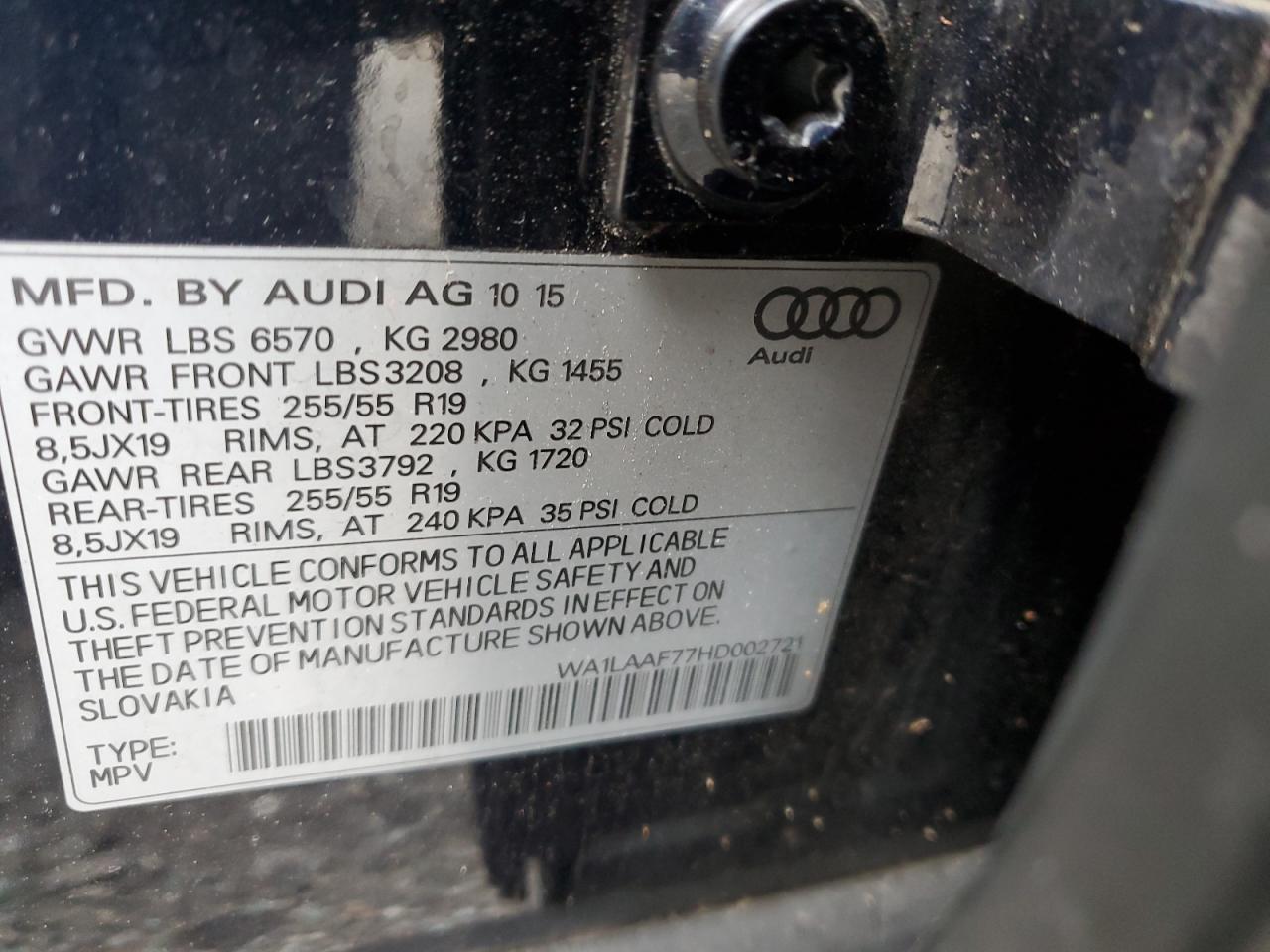 2017 Audi Q7 Premium Plus VIN: WA1LAAF77HD002721 Lot: 93441015