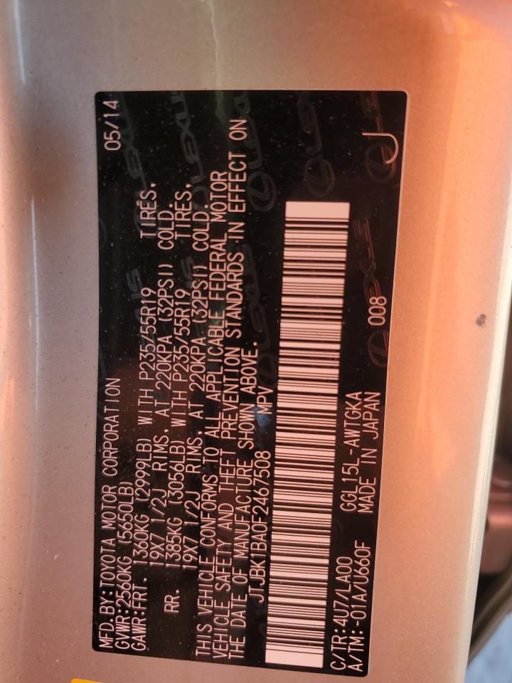 2015 Lexus Rx 350 Base VIN: JTJBK1BA0F2467508 Lot: 91219255