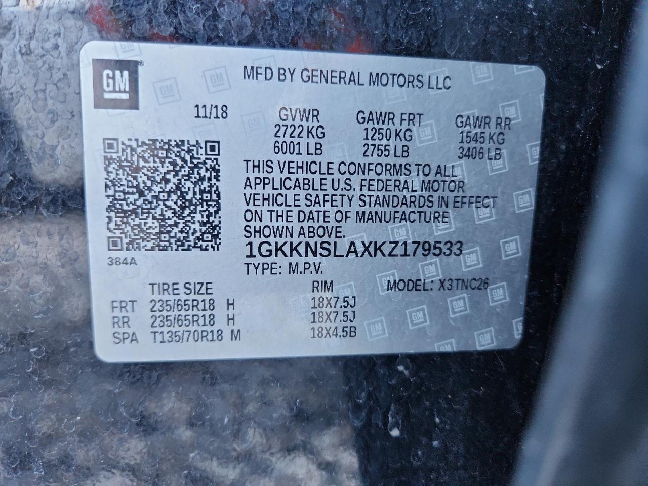 2019 GMC Acadia Sle VIN: 1GKKNSLAXKZ179533 Lot: 91216525