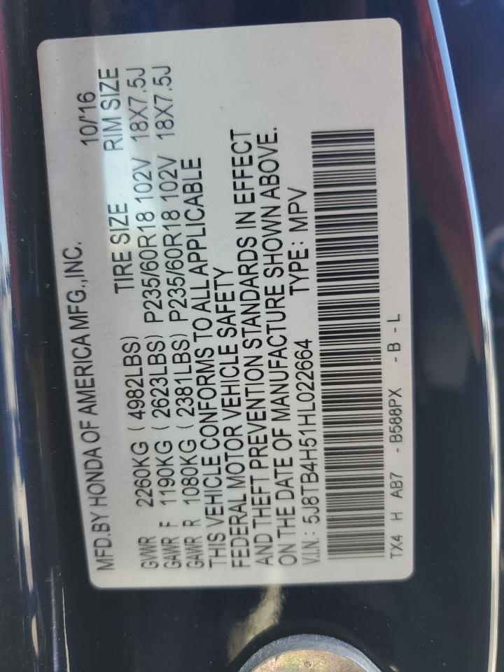 2017 Acura Rdx Technology VIN: 5J8TB4H51HL022664 Lot: 90896885