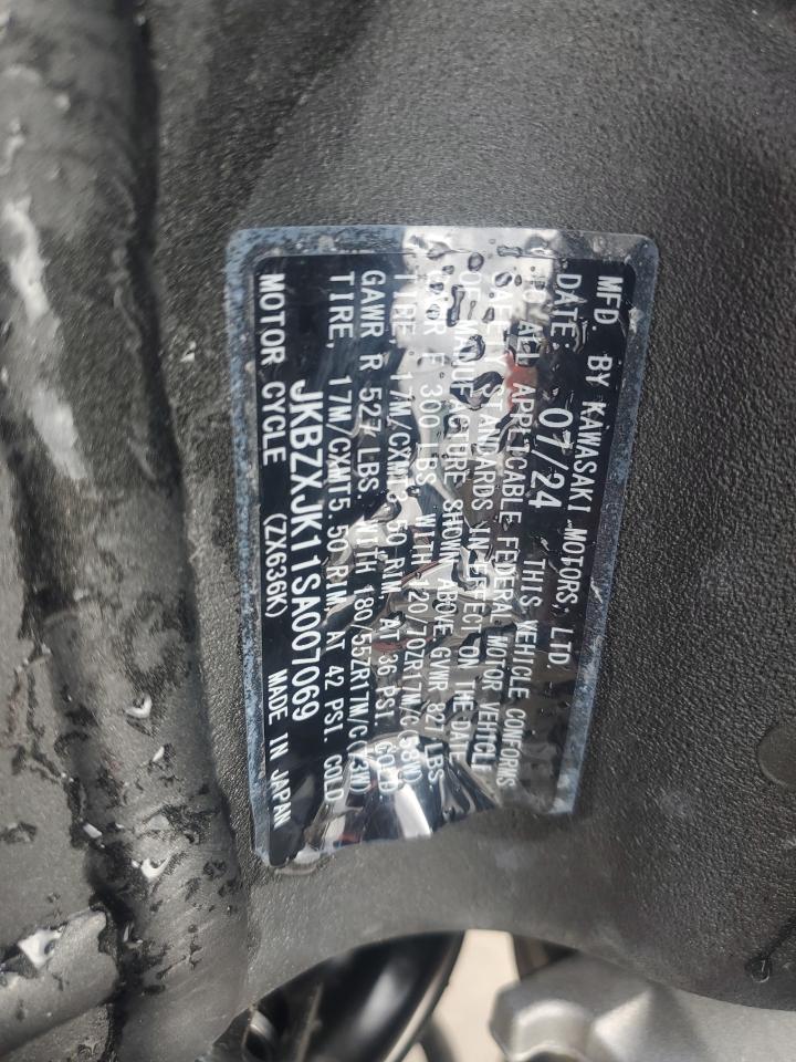 2025 Kawasaki Zx636 K VIN: JKBZXJK11SA007069 Lot: 90470635