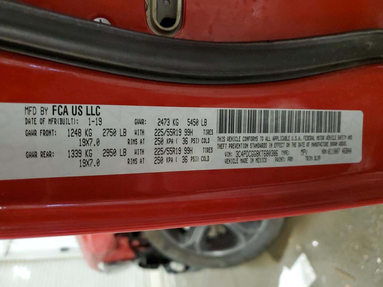 2019 Dodge Journey Crossroad VIN: 3C4PDCGG8KT680386 Lot: 93707775