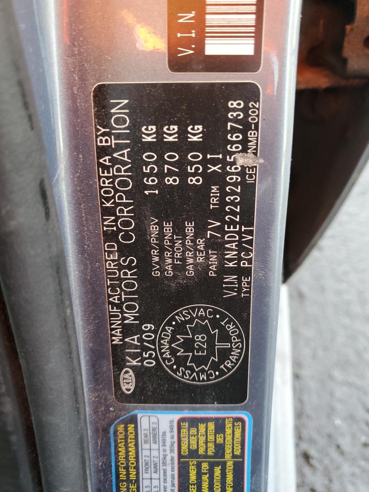 2009 Kia Rio Base VIN: KNADE223296566738 Lot: 91555525