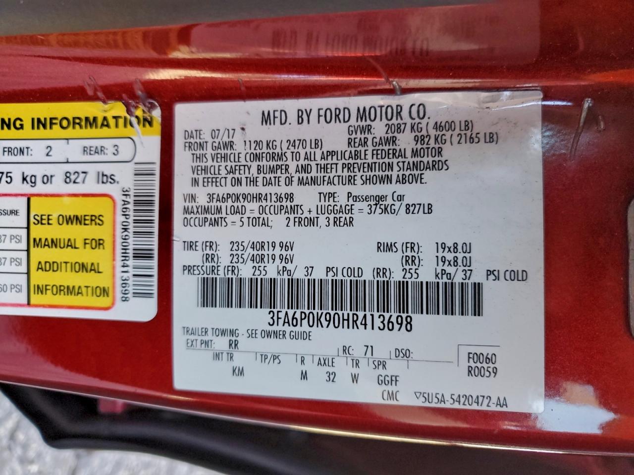 2017 Ford Fusion Titanium VIN: 3FA6P0K90HR413698 Lot: 93815695