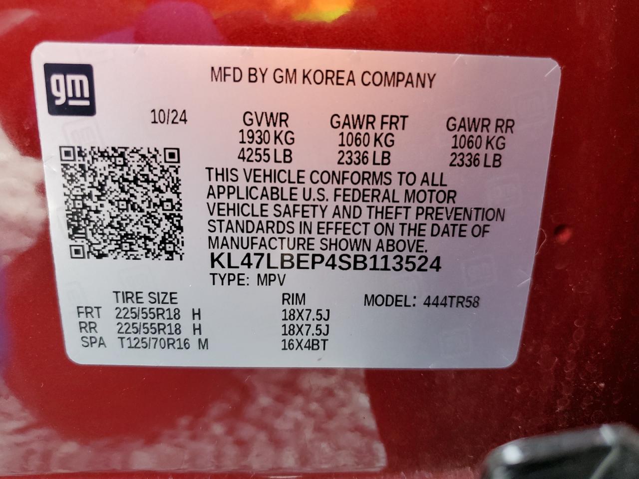 2025 Buick Envista Sport Touring VIN: KL47LBEP4SB113524 Lot: 93016945