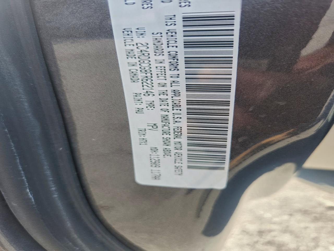 2015 Dodge Grand Caravan Sxt VIN: 2C4RDGCG8FR622146 Lot: 93640865