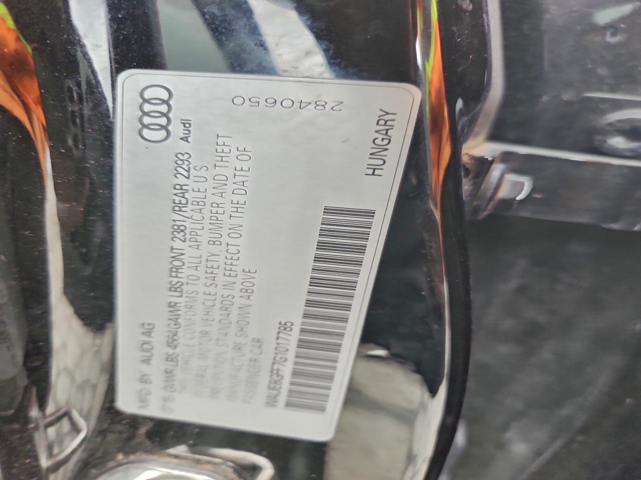 2016 Audi A3 Premium Plus VIN: WAUE8GFF7G1017785 Lot: 94261395