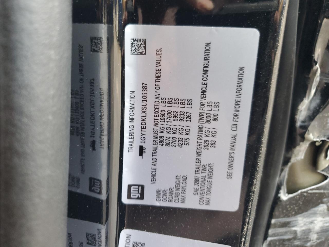 2025 Cadillac Escalade Iq Lux-2 VIN: 1GYTEDKLXSU105387 Lot: 92699275