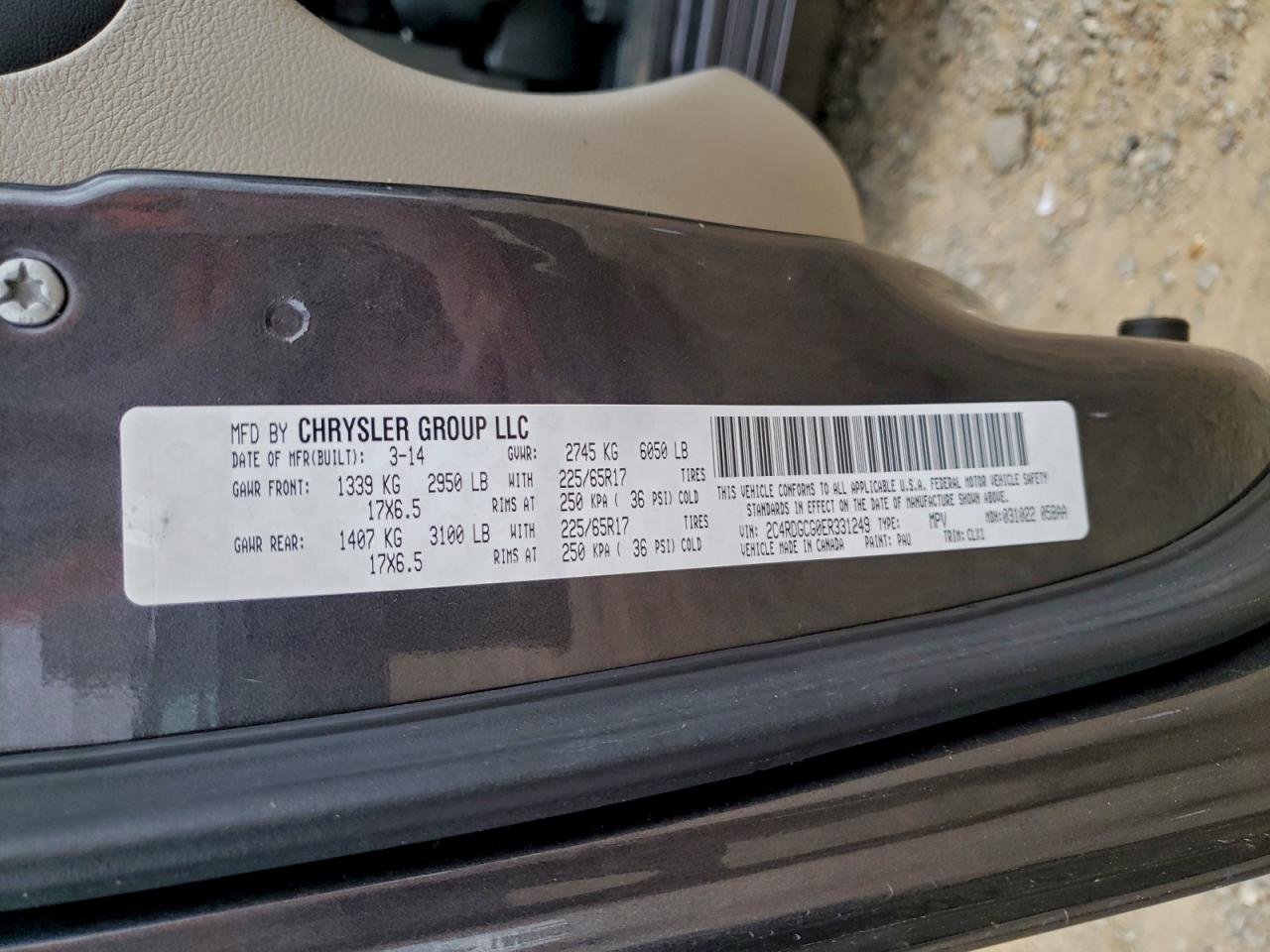 2014 Dodge Grand Caravan Sxt VIN: 2C4RDGCG0ER331249 Lot: 93973455