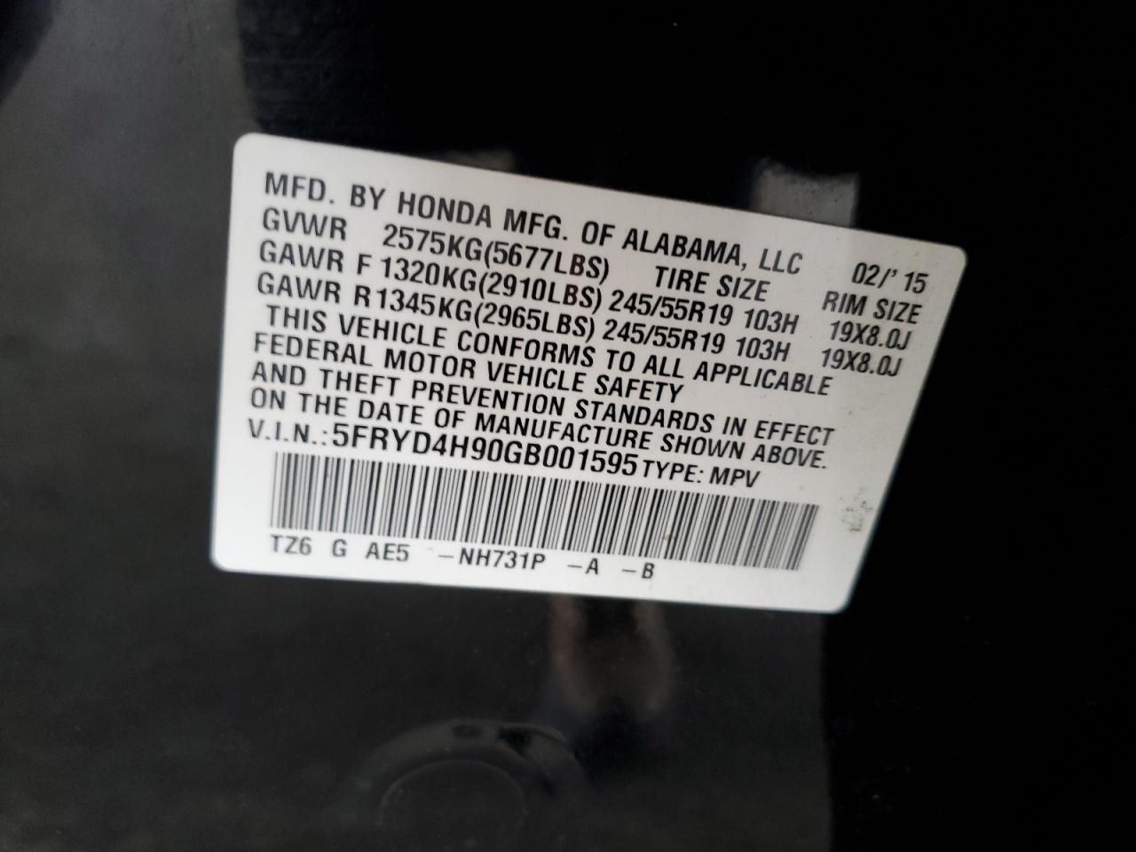 2016 Acura Mdx Advance VIN: 5FRYD4H90GB001595 Lot: 92105455