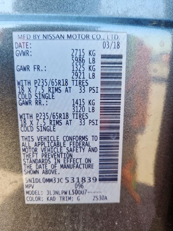 2018 Infiniti Qx60 VIN: 5N1DL0MM3JC531839 Lot: 91658115