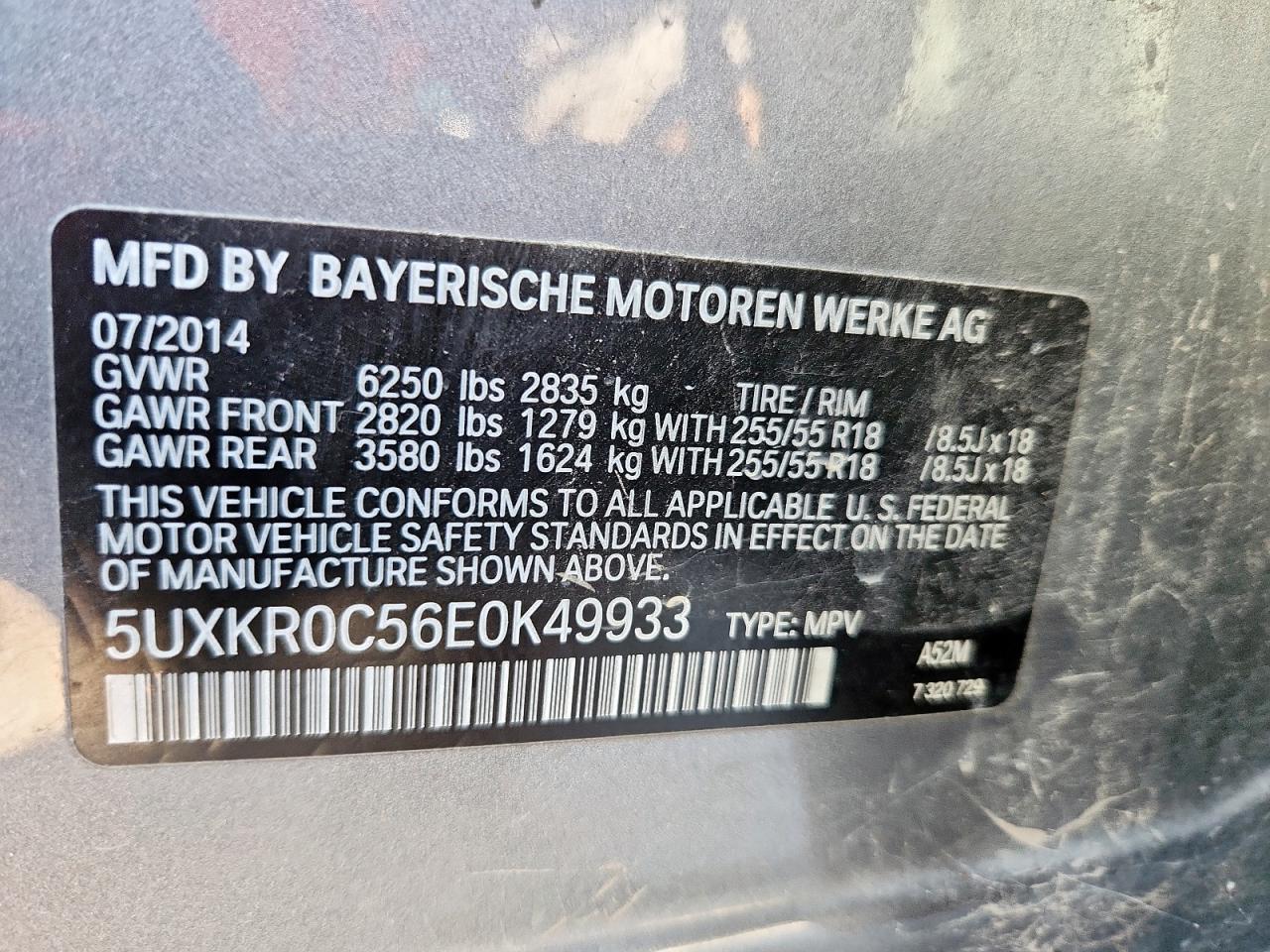 2014 BMW X5 xDrive35I VIN: 5UXKR0C56E0K49933 Lot: 92855345