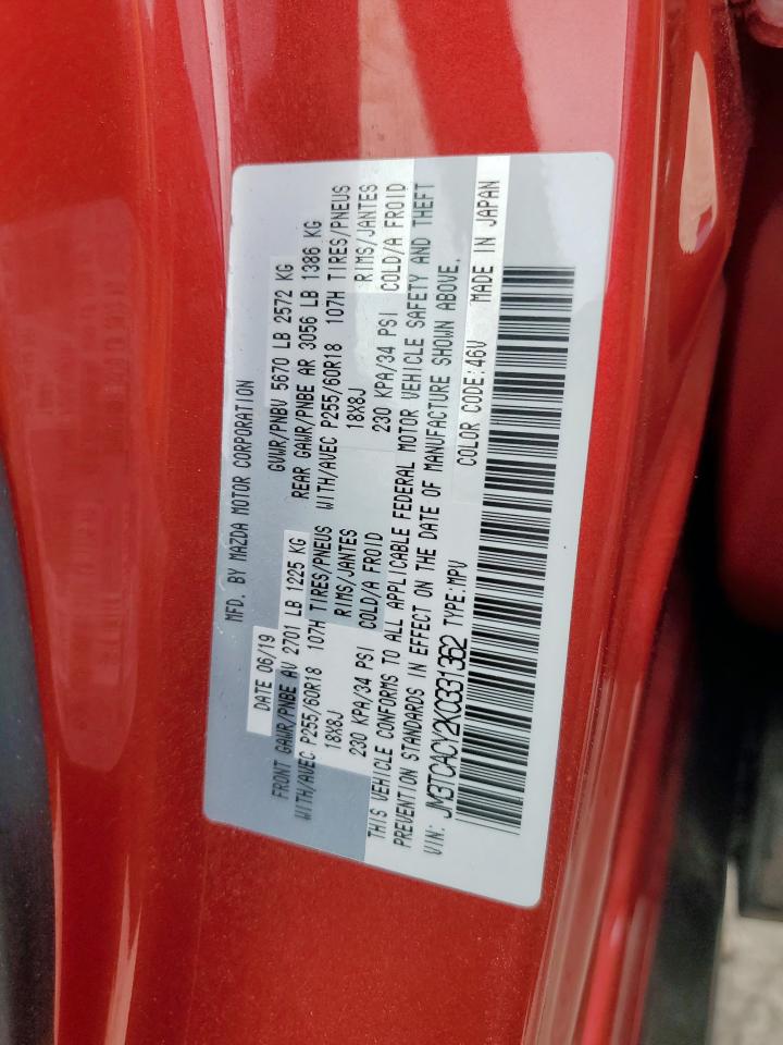 2019 Mazda Cx-9 Touring VIN: JM3TCACY2K0331362 Lot: 93023185