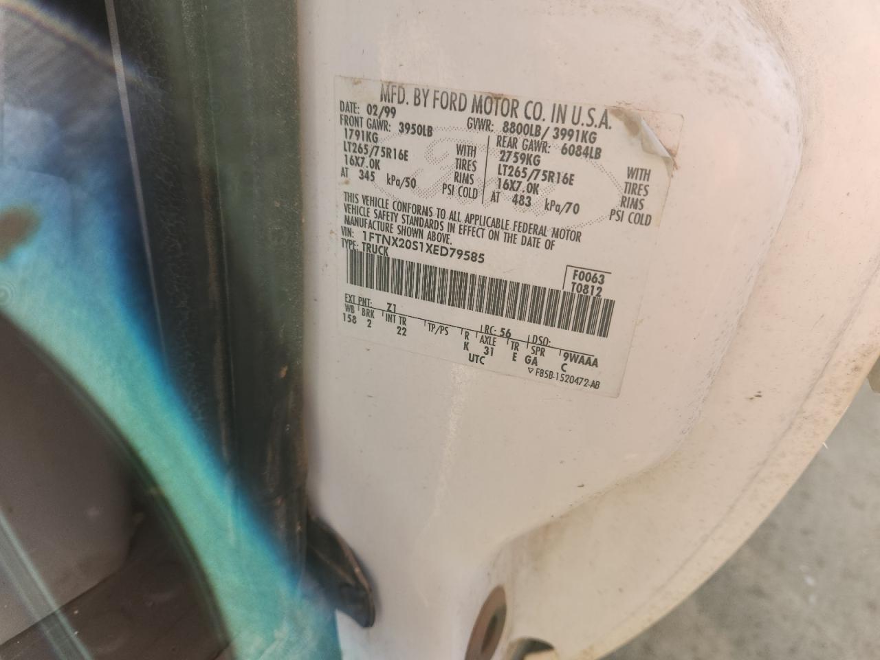 1999 Ford F250 Super Duty VIN: 1FTNX20S1XED79585 Lot: 82755865