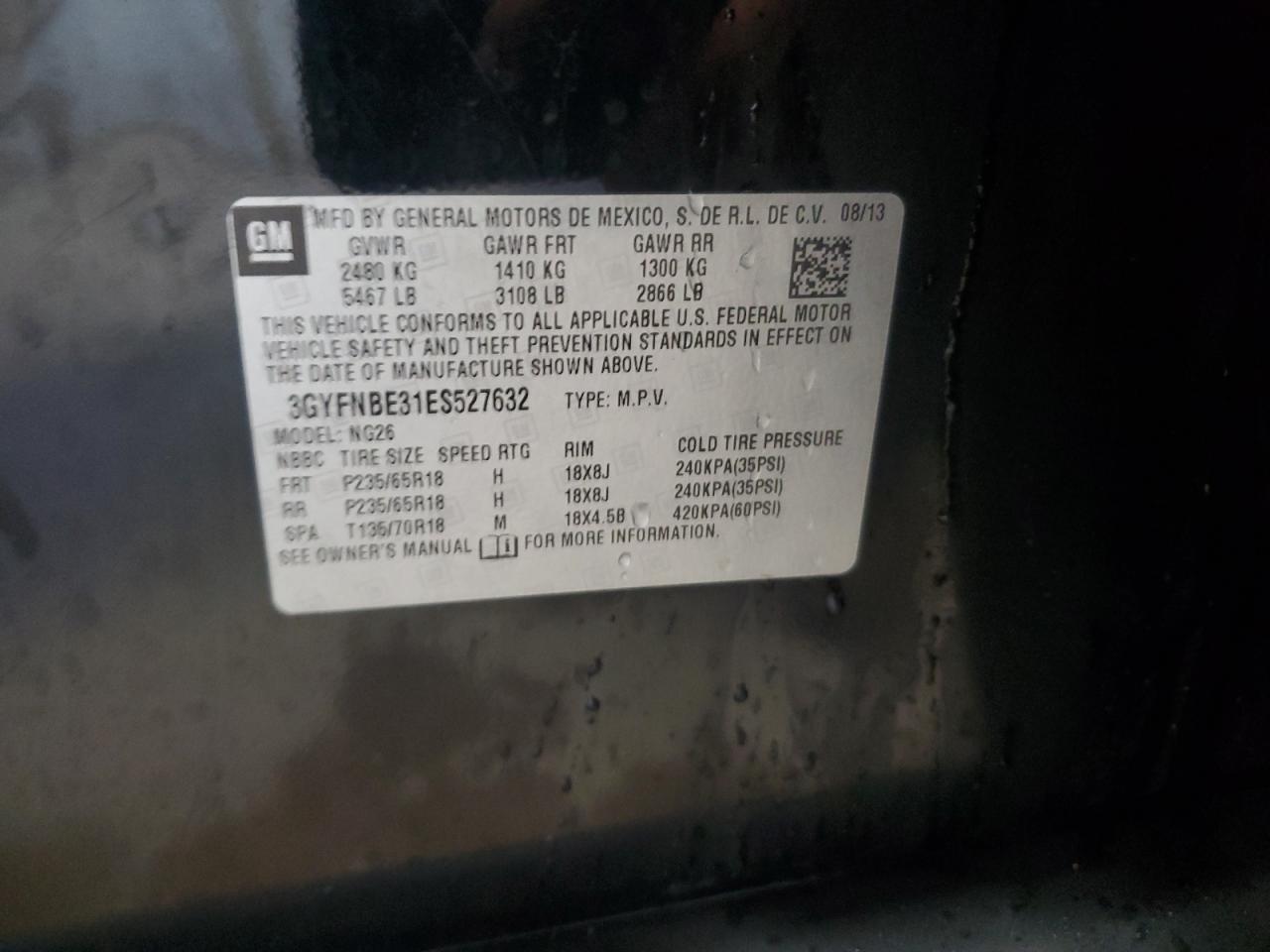 2014 Cadillac Srx Luxury Collection VIN: 3GYFNBE31ES527632 Lot: 93047285