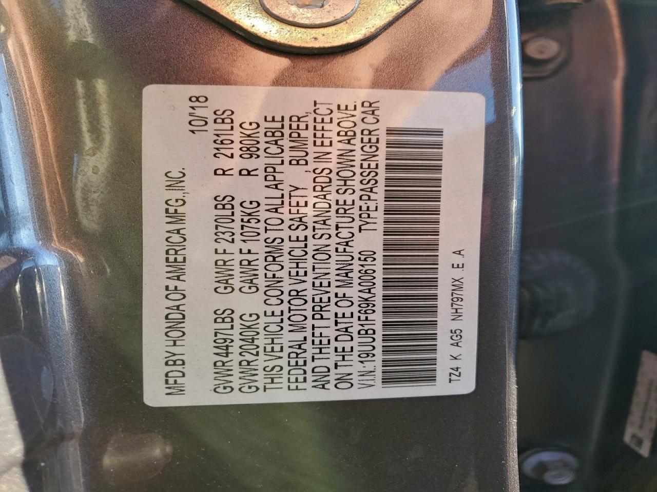 2019 Acura Tlx Technology VIN: 19UUB1F69KA006150 Lot: 93250835