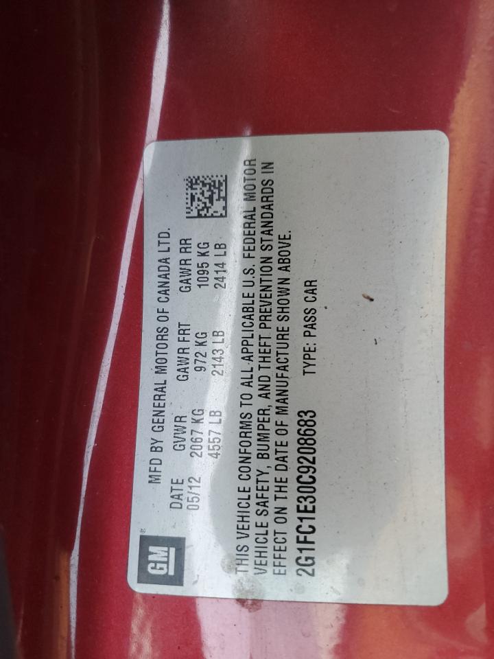2012 Chevrolet Camaro Lt VIN: 2G1FC1E30C9208683 Lot: 92912805