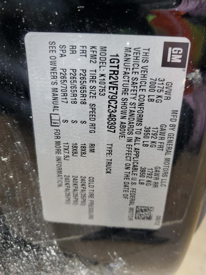 2012 GMC Sierra K1500 Sle VIN: 1GTR2VE79CZ348397 Lot: 93560925