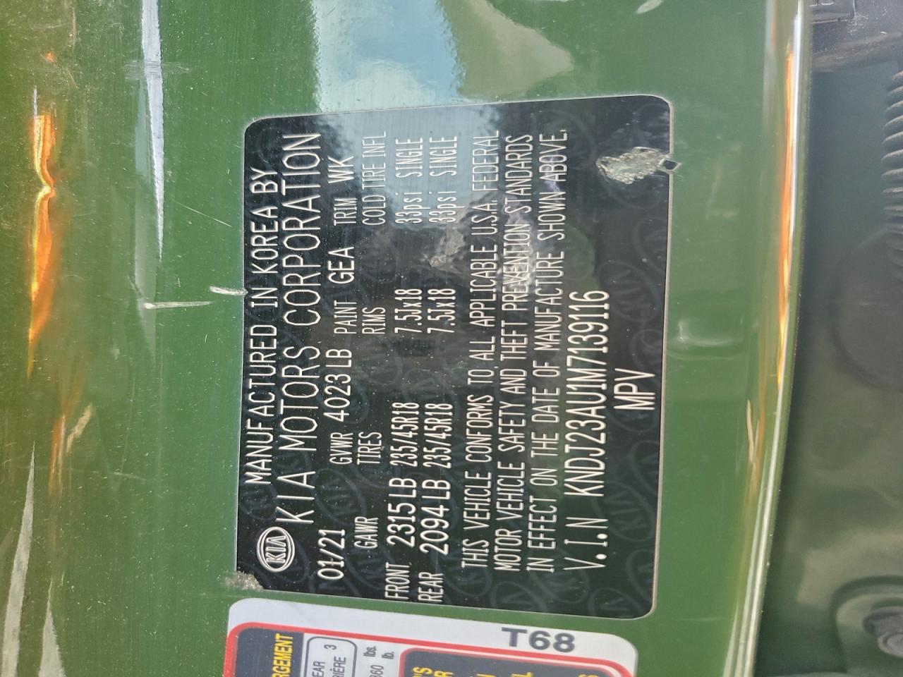 2021 Kia Soul Lx VIN: KNDJ23AU1M7139116 Lot: 93374375