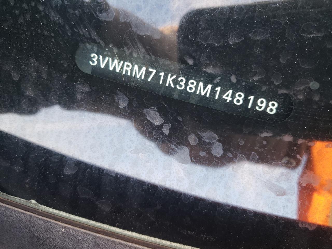 2008 Volkswagen Jetta Se VIN: 3VWRM71K38M148198 Lot: 93261375