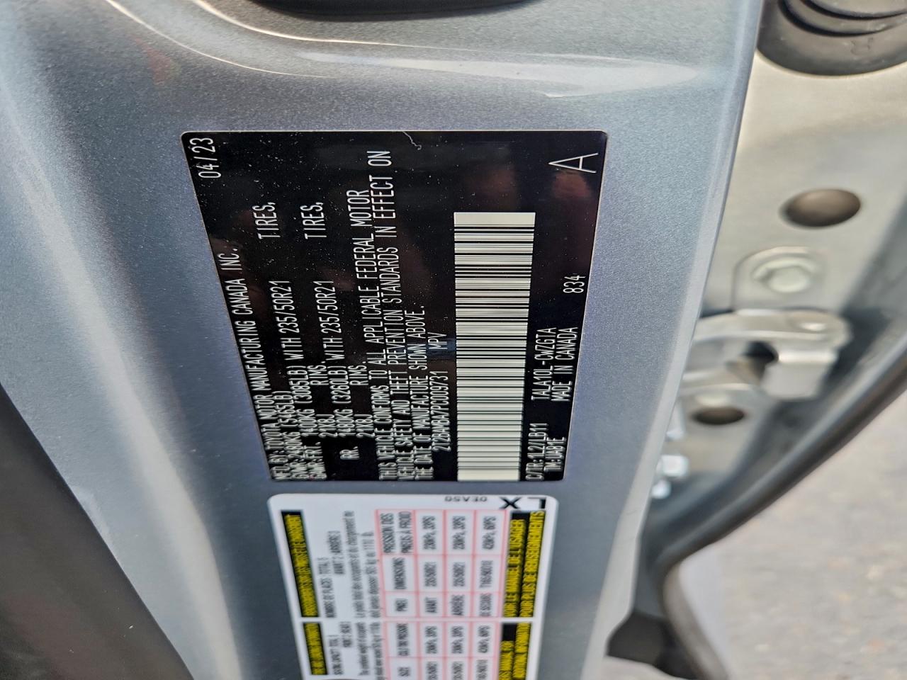 2023 Lexus Rx 350 Base VIN: 2T2BAMBA7PC009731 Lot: 93428805