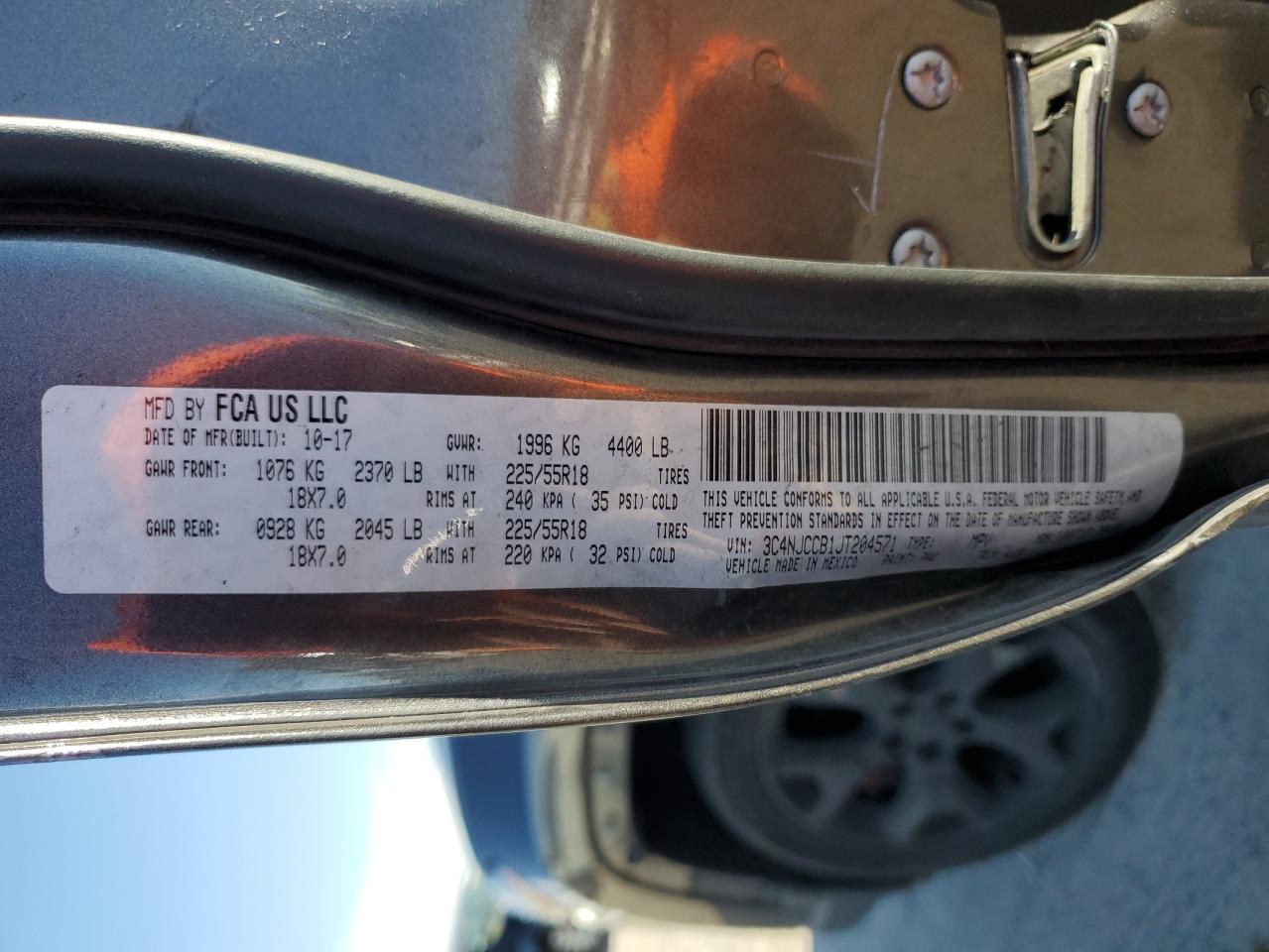 2018 Jeep Compass Limited VIN: 3C4NJCCB1JT204571 Lot: 91293595