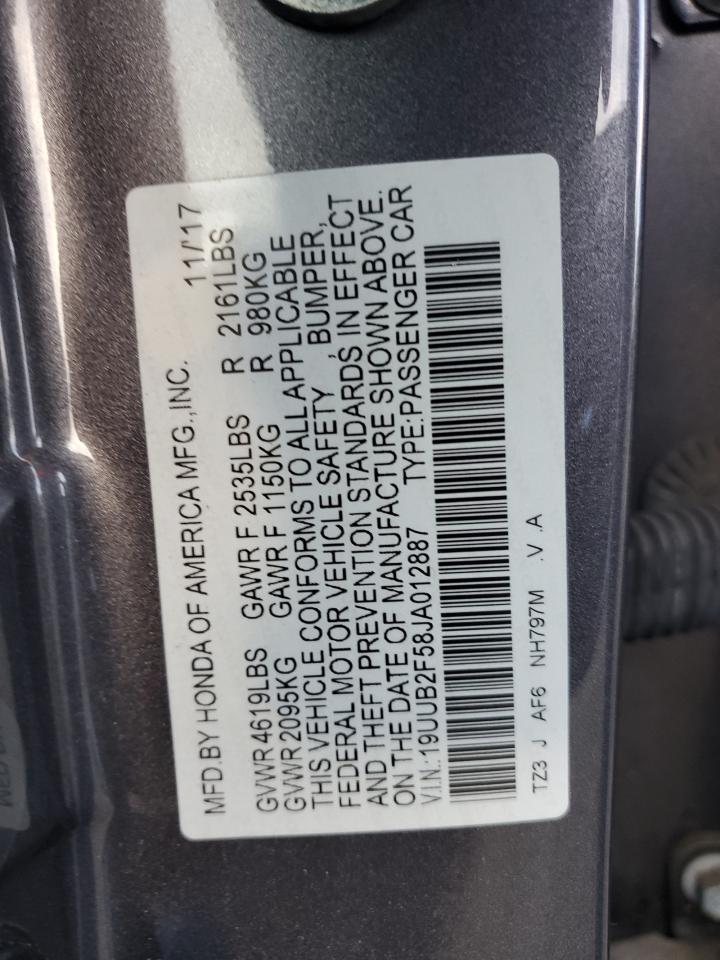 2018 Acura Tlx Tech VIN: 19UUB2F58JA012887 Lot: 93714995