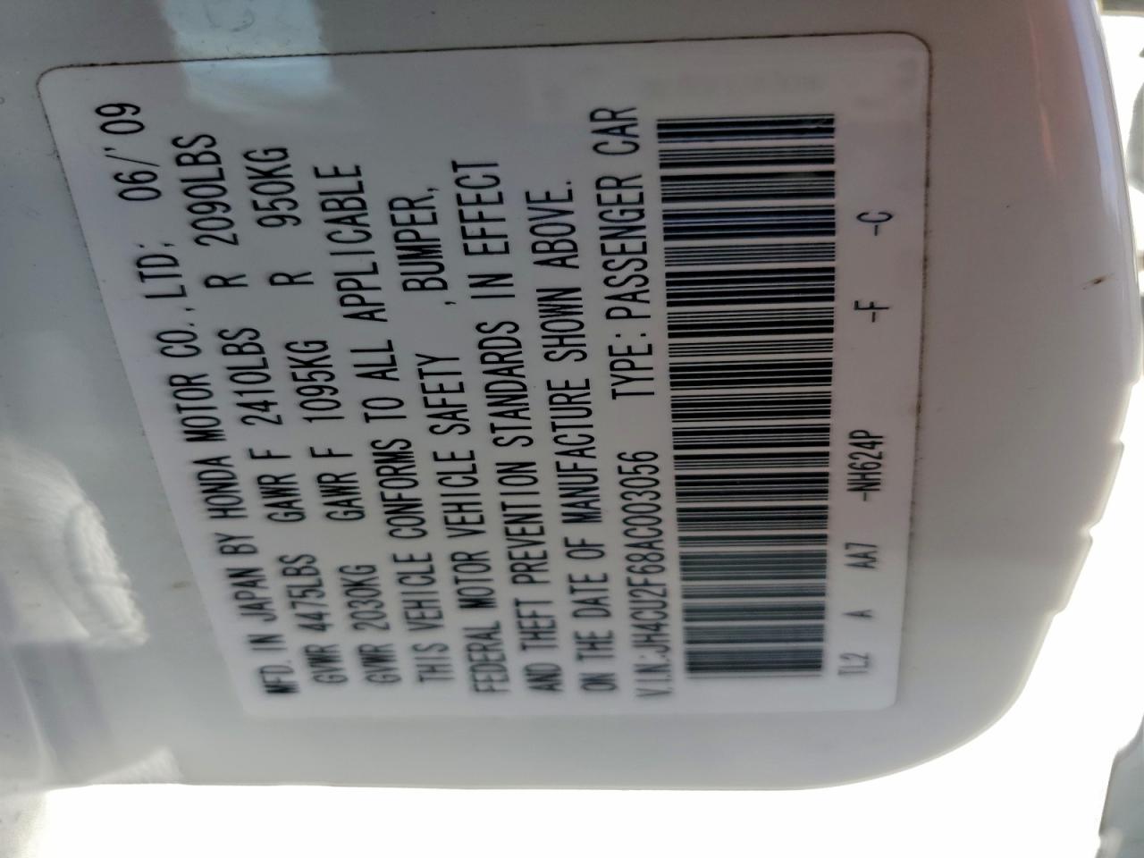 2010 Acura Tsx VIN: JH4CU2F68AC003056 Lot: 94512705