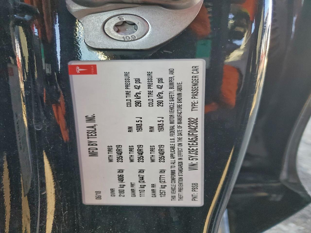 2018 Tesla Model 3 VIN: 5YJ3E1EA5JF042382 Lot: 94410295