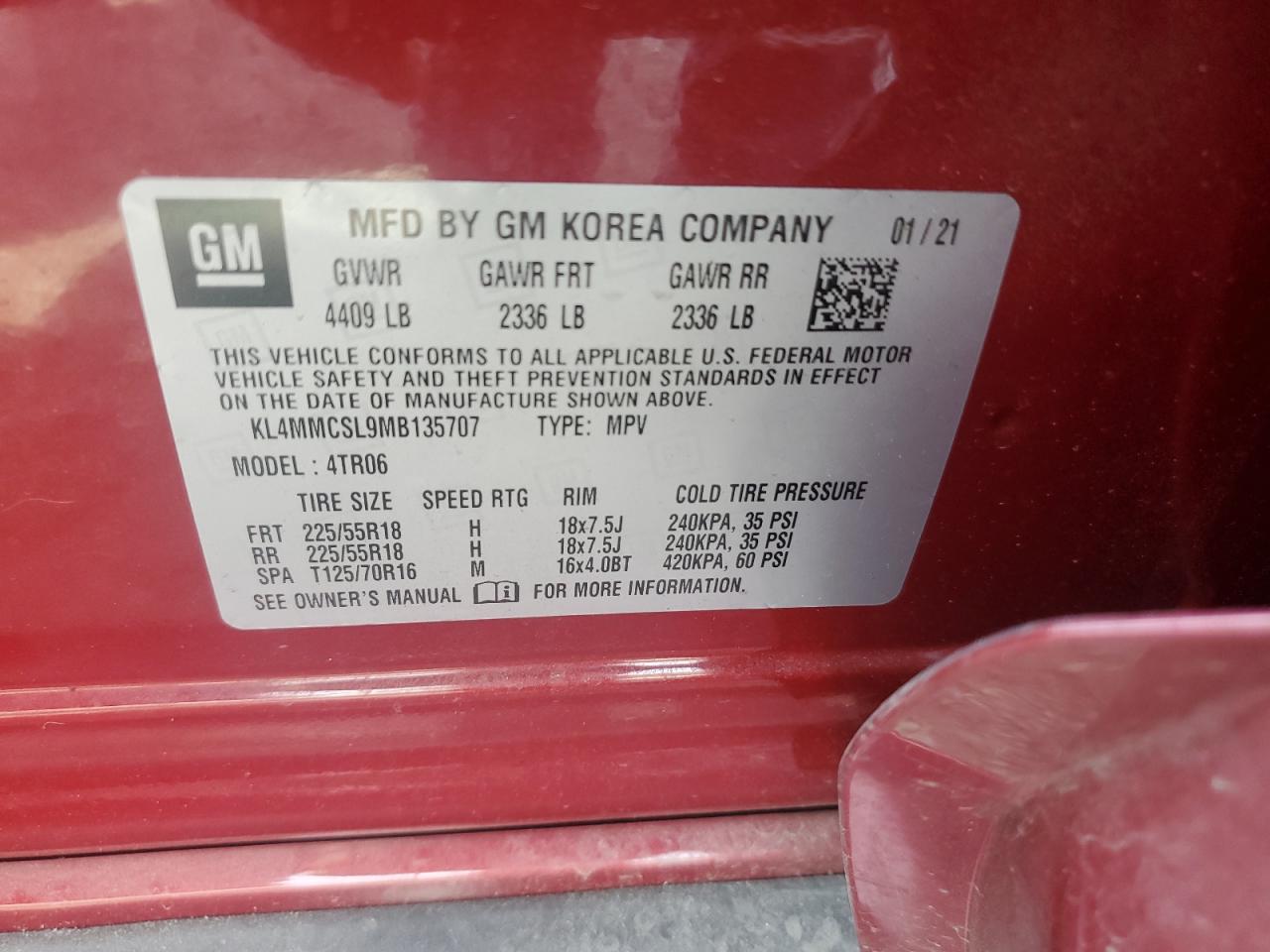 2021 Buick Encore Gx Preferred VIN: KL4MMCSL9MB135707 Lot: 91567995