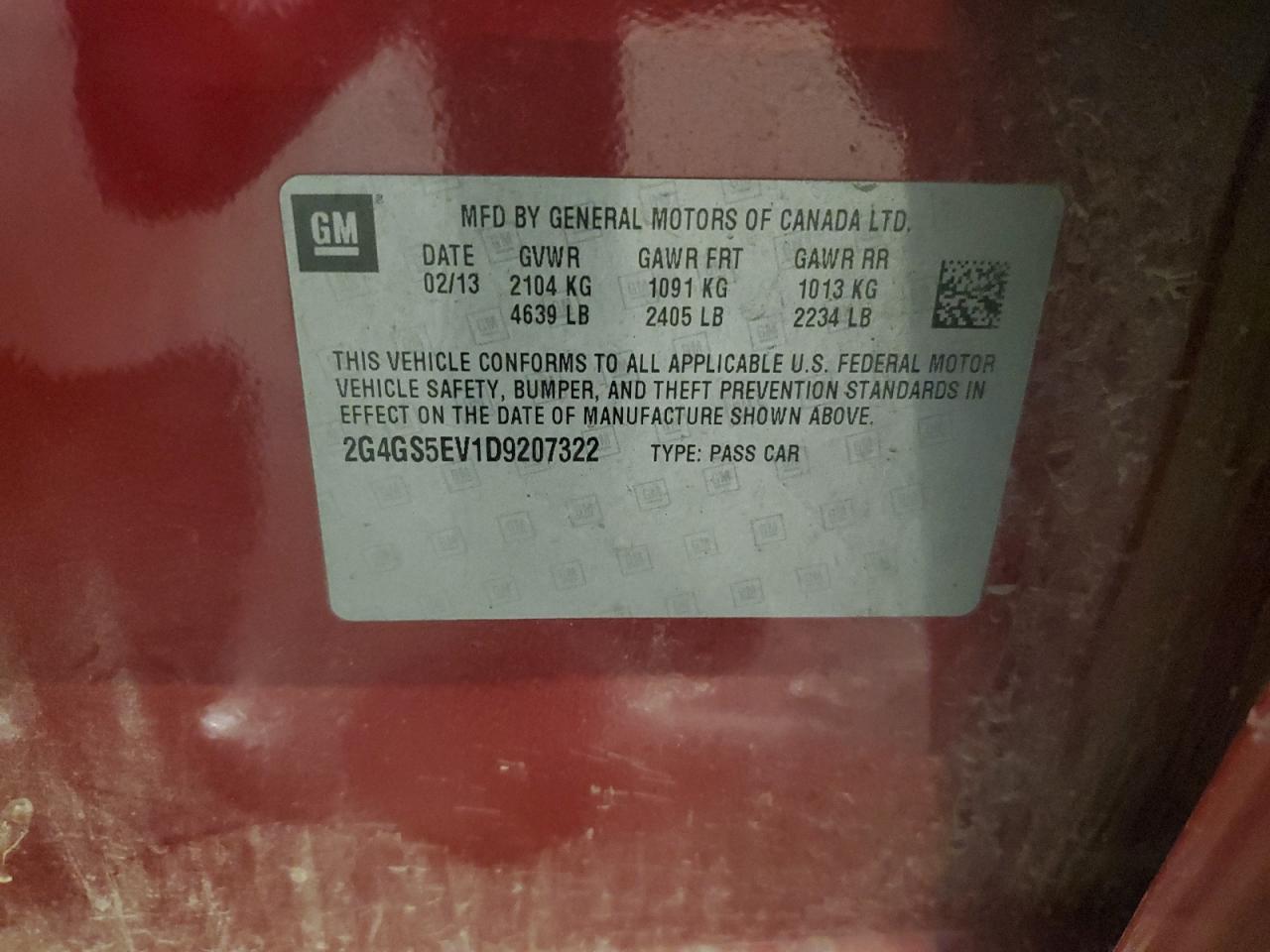 2013 Buick Regal Premium VIN: 2G4GS5EV1D9207322 Lot: 91834075