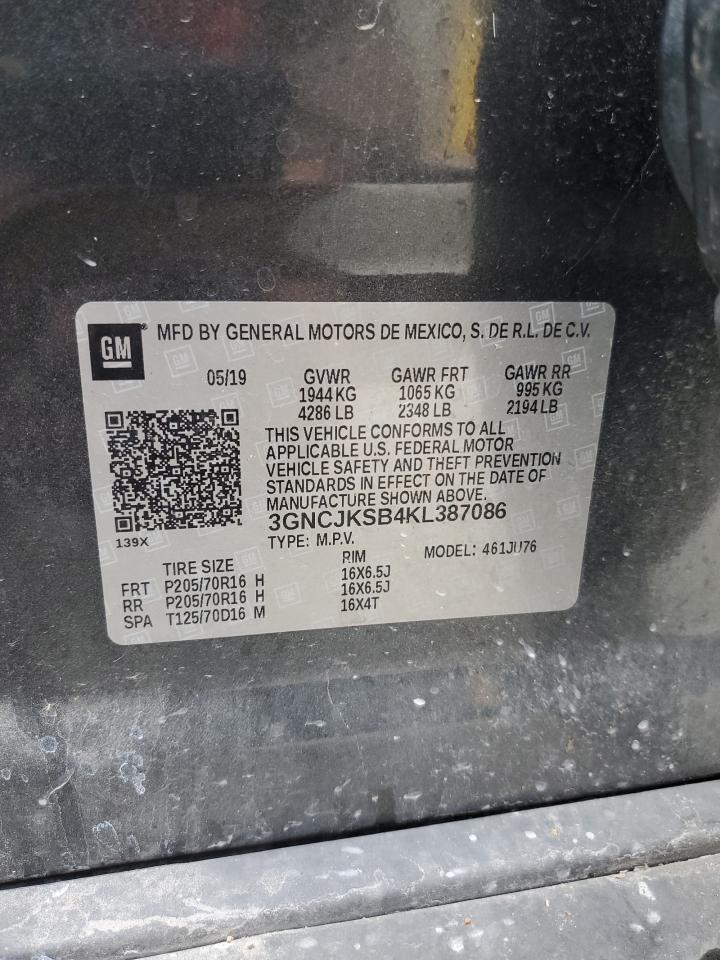 2019 Chevrolet Trax Ls VIN: 3GNCJKSB4KL387086 Lot: 93204745