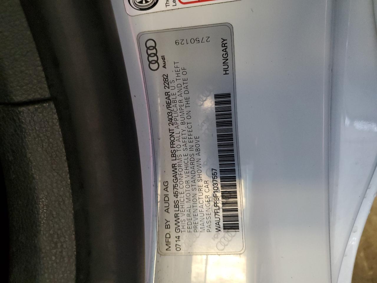 2015 Audi A3 Premium VIN: WAU7FLFF9F1037557 Lot: 92302895