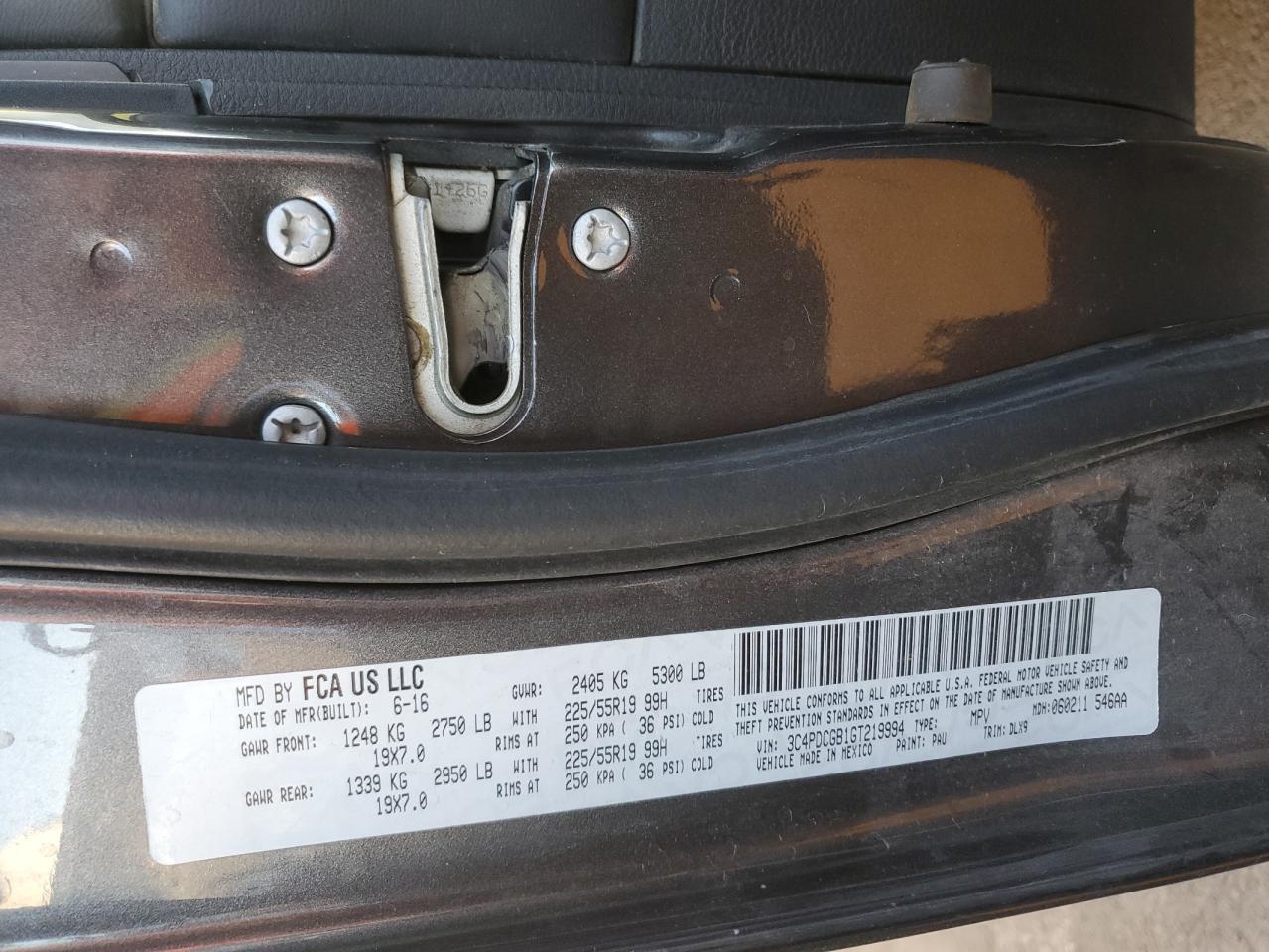 2016 Dodge Journey Crossroad VIN: 3C4PDCGB1GT219994 Lot: 92913575