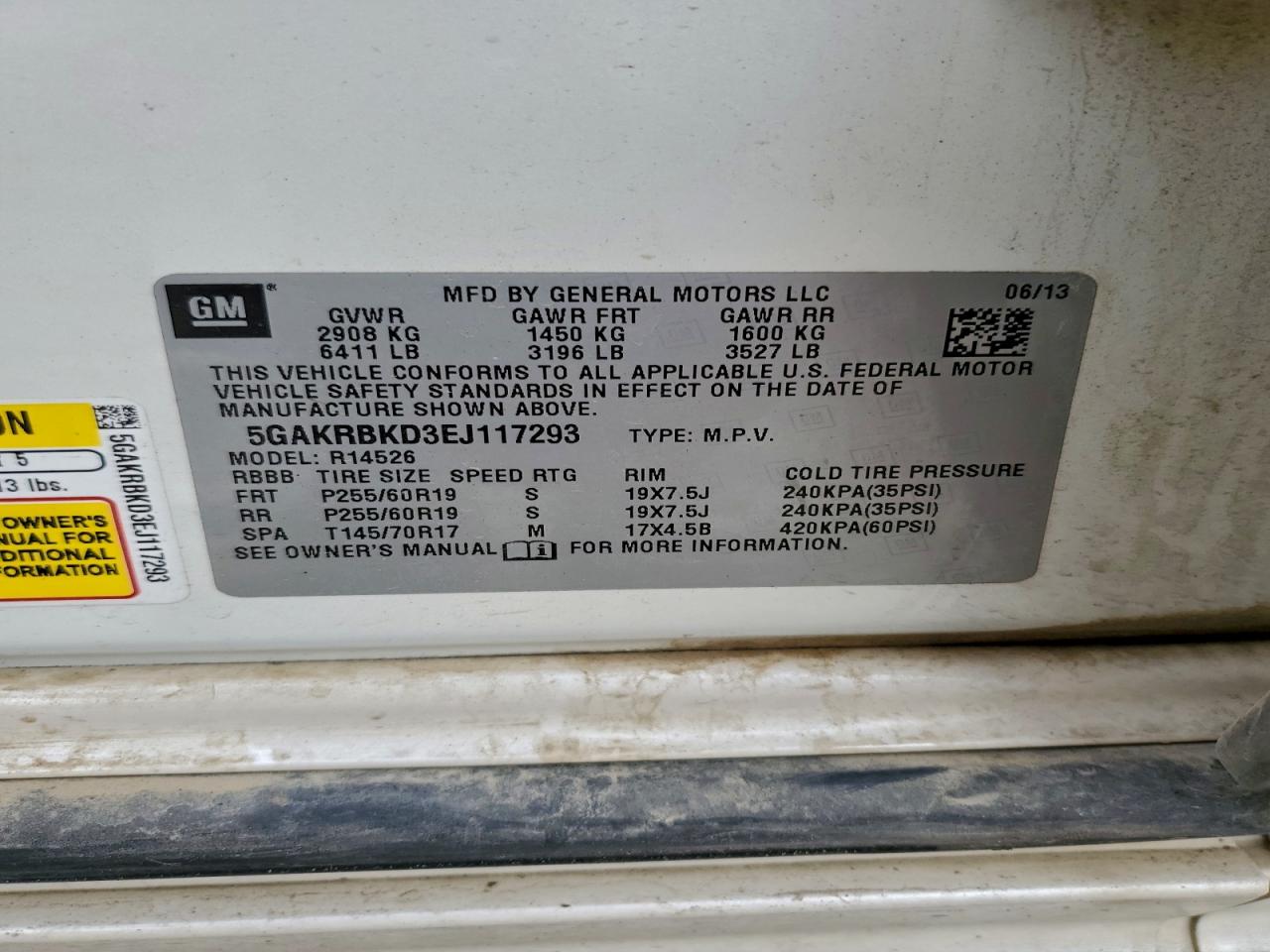 2014 Buick Enclave VIN: 5GAKRBKD3EJ117293 Lot: 93728835