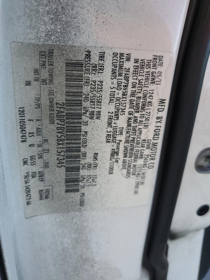 2011 Ford Crown Victoria Police Interceptor VIN: 2FABP7BV5BX157345 Lot: 92889455