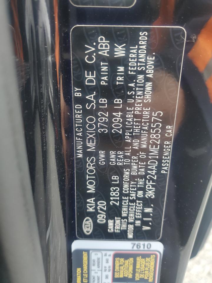 2021 Kia Forte Fe VIN: 3KPF24AD1ME285575 Lot: 91574325