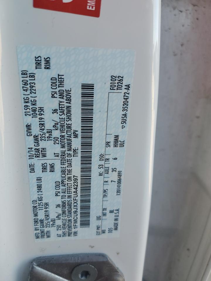 2015 Ford Escape Titanium VIN: 1FMCU9JXXFUA42397 Lot: 92412825