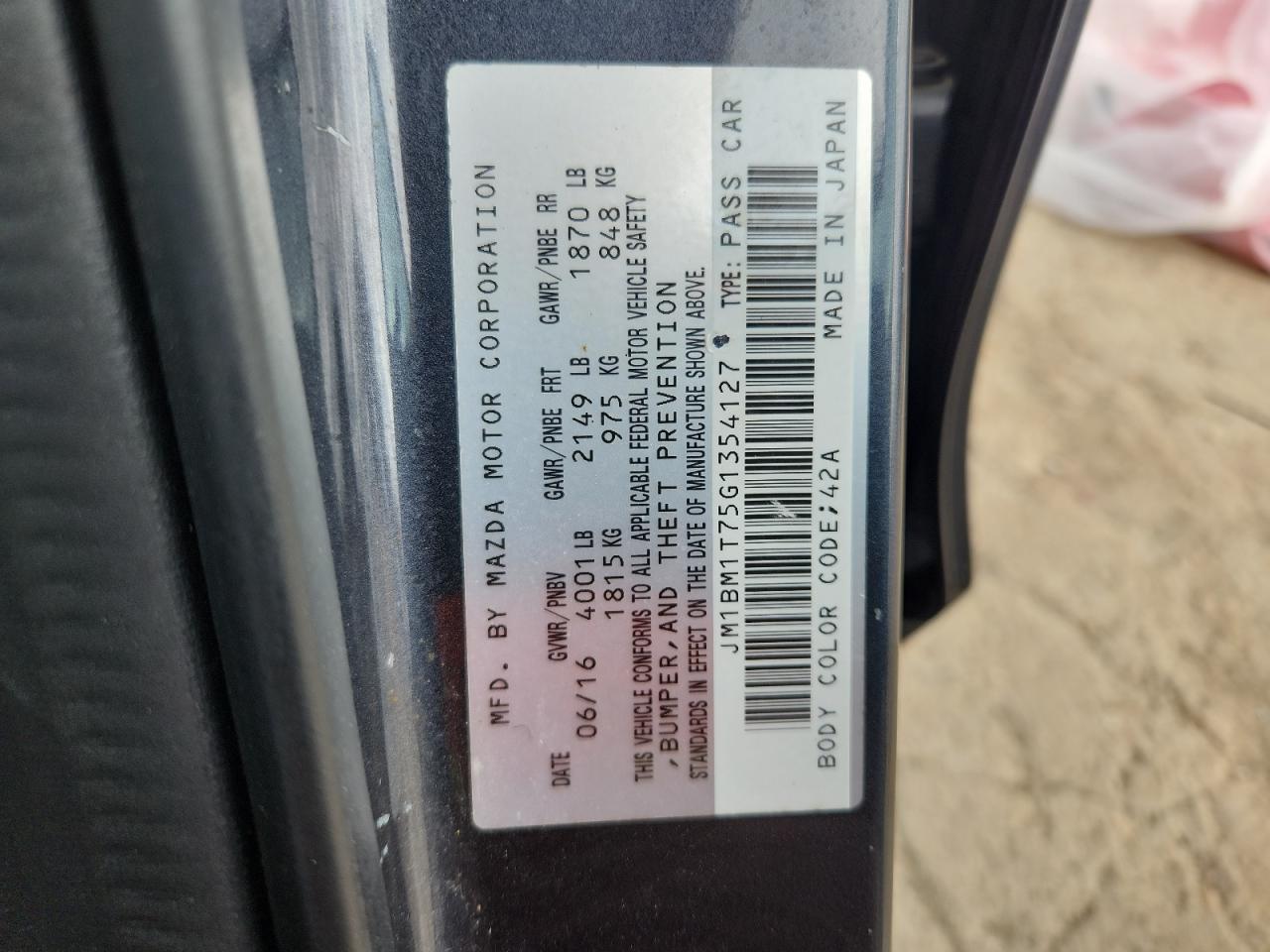 2016 Mazda 3 Sport VIN: JM1BM1T75G1354127 Lot: 92485785