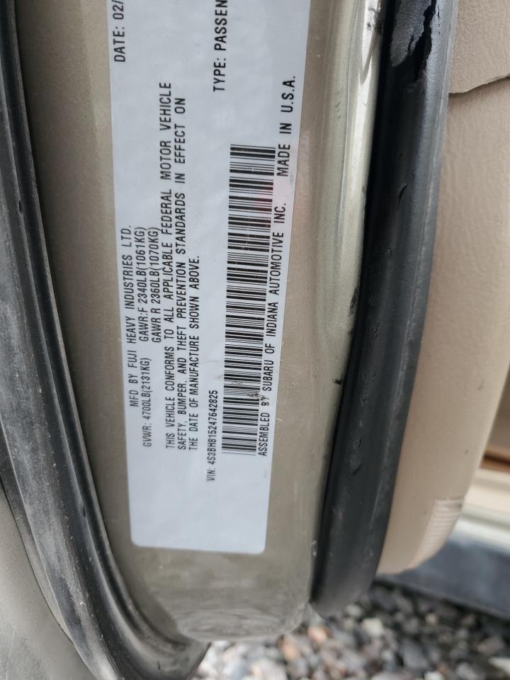 2004 Subaru Legacy Outback H6 3.0 Special VIN: 4S3BH815247642825 Lot: 91782215