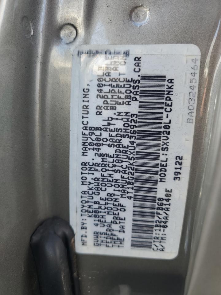 1999 Toyota Camry Ce VIN: 4T1BG22K5XU436923 Lot: 91846675