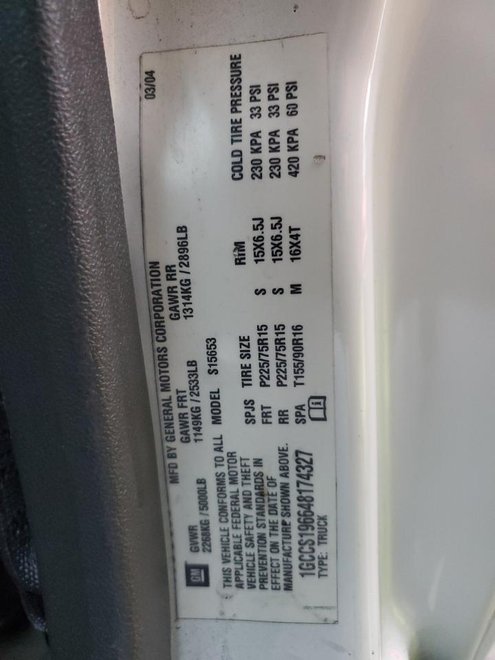 2004 Chevrolet Colorado VIN: 1GCCS196648174327 Lot: 90751035